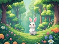 Abstract Pixel art scene cute rabbit spring background Royalty Free Stock Photo