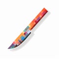 Pixelated Knife Art: Bold Color Field Design On White Background