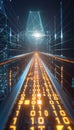 Abstract pixelated data stream on digital interface with glowing binary code and encryption concept Royalty Free Stock Photo