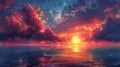 Abstract Pixelated Sky with Low-Res Clouds and Sun The heavens blur into a digital dreamscape Royalty Free Stock Photo