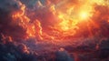 Abstract Pixelated Sky with Low-Res Clouds and Sun The heavens blur into a digital dreamscape Royalty Free Stock Photo