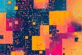 Abstract pixelated texture, bold vibrant squares in chaotic digital patterns, modern and dynamic