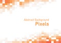 Abstract pixels disintegrate pattern, geometric mosaic background, orange color gradient, vector illustration template for