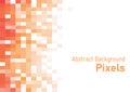 Abstract pixels disintegrate pattern, geometric mosaic background, orange color gradient, vector illustration template for