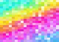 Abstract pixels pattern. geometric mosaic background, rainbow disco color gradient. vector illustration template for wallpaper, Royalty Free Stock Photo