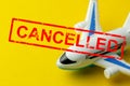 Abstract plane with the word cancelled