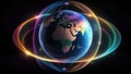 Abstract planet earth with glowing lines on dark background.Glowing planet earth with glowing lines on dark background. Royalty Free Stock Photo