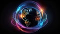 Abstract planet earth with glowing lines on dark background.Glowing planet earth with glowing lines on dark background. Royalty Free Stock Photo