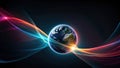 Abstract planet earth with glowing lines on dark background.Glowing planet earth with glowing lines on dark background. Royalty Free Stock Photo