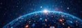 Planet earth rotating in space showing data transfer and connections Royalty Free Stock Photo
