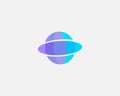Abstract planet gradient vector logo. Universal internet science technology sign. Space galaxy global symbol.