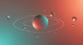 Abstract planetary spheres composition red and teal gradient Royalty Free Stock Photo