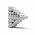 Abstract Play Button Formed by a Pile of White Spheres on White Background play icon forward arrow Royalty Free Stock Photo