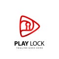 Abstract Play Media Lock Logo Design Template Premium Vector Icon Royalty Free Stock Photo