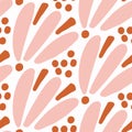 Abstract playful matisse style cut out flower shape pattern. Seamless modern floral collage style design for retro kids