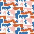 Abstract playful matisse style cut out shape pattern. Seamless modern simple collage style design for retro kids all