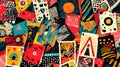 Colorful abstract playing cards with various patterns designs