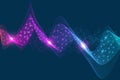Abstract plexus background with connected lines and dots. Wave flow. Plexus geometric effect Big data with compounds Royalty Free Stock Photo