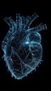 Abstract plexus heart on a black background.