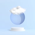 Abstract podium mock up and floating cloud in minimal style. 3D rendering