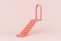 abstract podium pedestal. castle arched entrance staircase pink peach light stand female girl kid display stand fashion cosmetics.