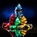 Abstract Poker Chips: A Vibrant Pyramid of Competitive Gambling Royalty Free Stock Photo