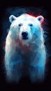 Abstract Polar Bear on Dark Background. Generative AI