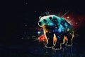 Abstract polar bear in space