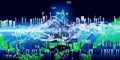 Abstract polygonal artificial intelligence data. Analytics algorithms banner for science, technology and business.  Quantum Royalty Free Stock Photo
