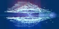 Abstract polygonal background artificial intelligence sphere on grid data.  Analytics algorithms banner for science, technology Royalty Free Stock Photo