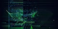 Abstract polygonal background with code grid algorithm and blurred lines. Business, technology, programming and science futuristic Royalty Free Stock Photo