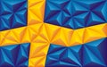 Abstract polygonal background with colorful blue and yellow stripes of the Swedish flag. Sweden polygonal flag Royalty Free Stock Photo