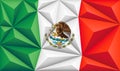 Abstract polygonal background with colorful green, white and red stripes of the Mexican flag. Mexico polygonal flag Royalty Free Stock Photo
