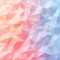 Abstract polygonal background featuring a subtle gradient transition from warm coral pink tones on the left side to cool icy blue Royalty Free Stock Photo