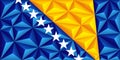 Abstract polygonal background in the form of colorful blue and yellow pyramids. Polygonal flag of Bosnia and Herzegovina Royalty Free Stock Photo