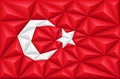 Abstract polygonal background in the form of colorful red and white pyramids and polygons. Turkey polygonal flag