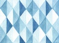 Abstract polygonal background. Hand painted watercolor of Blue tones