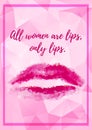 Abstract polygonal background with pink lips