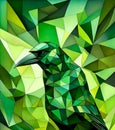 Abstract polygonal bird on green background,  illustration for your design Royalty Free Stock Photo