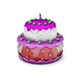 Abstract Polygonal Birthday Cake with Candle. Illustration