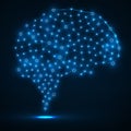 Abstract polygonal brain with glowing dots Royalty Free Stock Photo