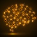 Abstract polygonal brain with glowing dots Royalty Free Stock Photo