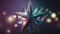Abstract polygonal christmas star on blue background. 3d rendering