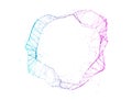 Abstract polygonal circular network shape with connected dots and lines in blue to purple gradient on white background Royalty Free Stock Photo