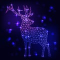 Abstract polygonal deer on dark blue background