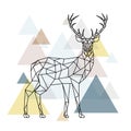 Abstract polygonal deer. Geometric hipster illustration.