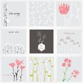 Abstract Polygonal Floral Natural Cards