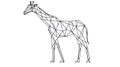 Geometric Giraffe Polygon Art, Minimalist Black Outline Safari Animal Royalty Free Stock Photo