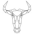 Abstract polygonal head of african bull, blue wildebeest. Geometric illustration. Vector