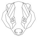 Abstract polygonal head of badger. Geometric vector illustration.